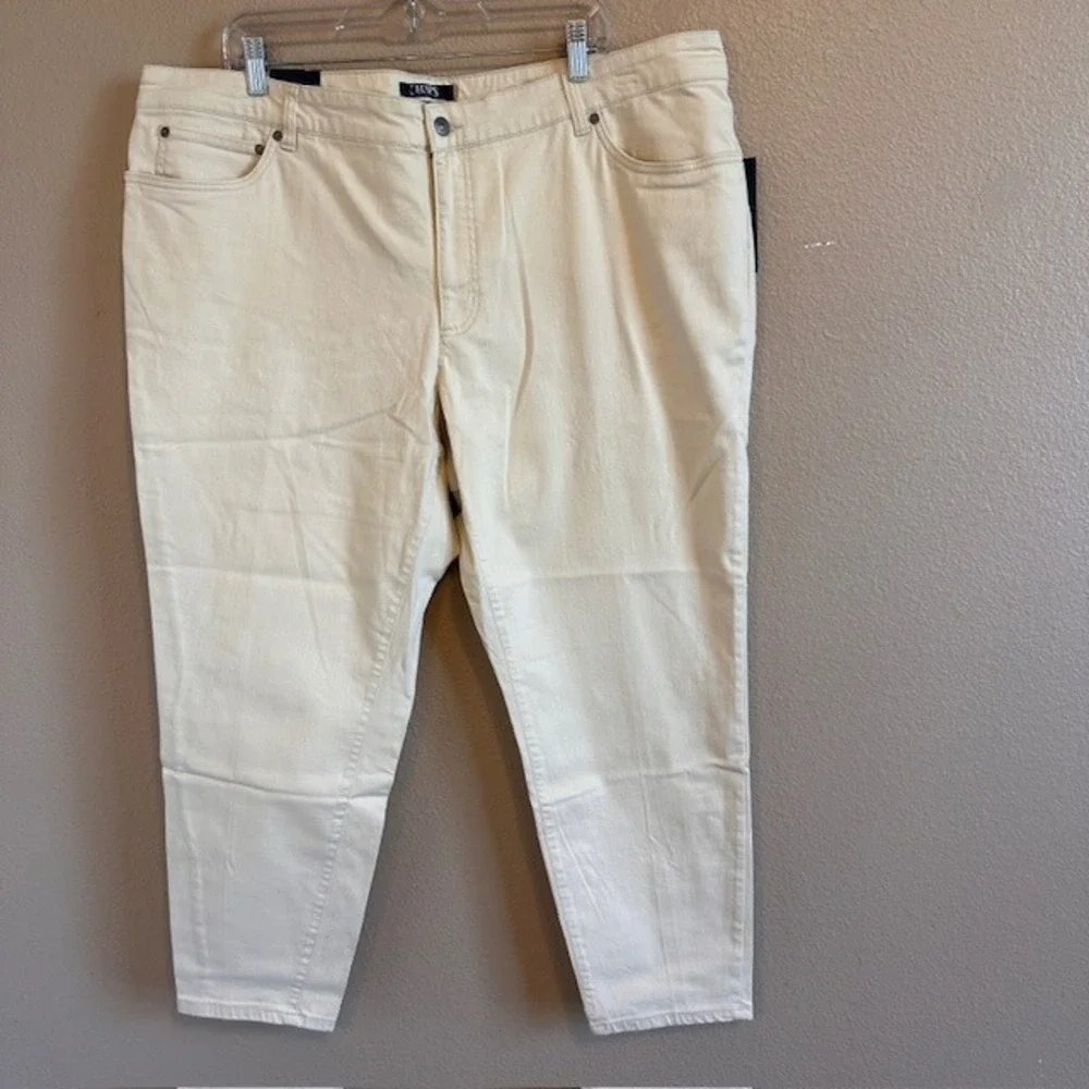 NWT Chaps Women's Natural Cream White Super Stretch Slim Fit Ankle Pants 22W‎